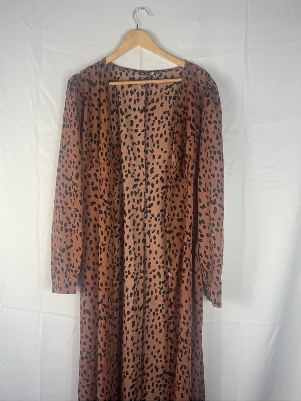 Boohoo Brown and Black Animal Print Long Sleeve cardigan